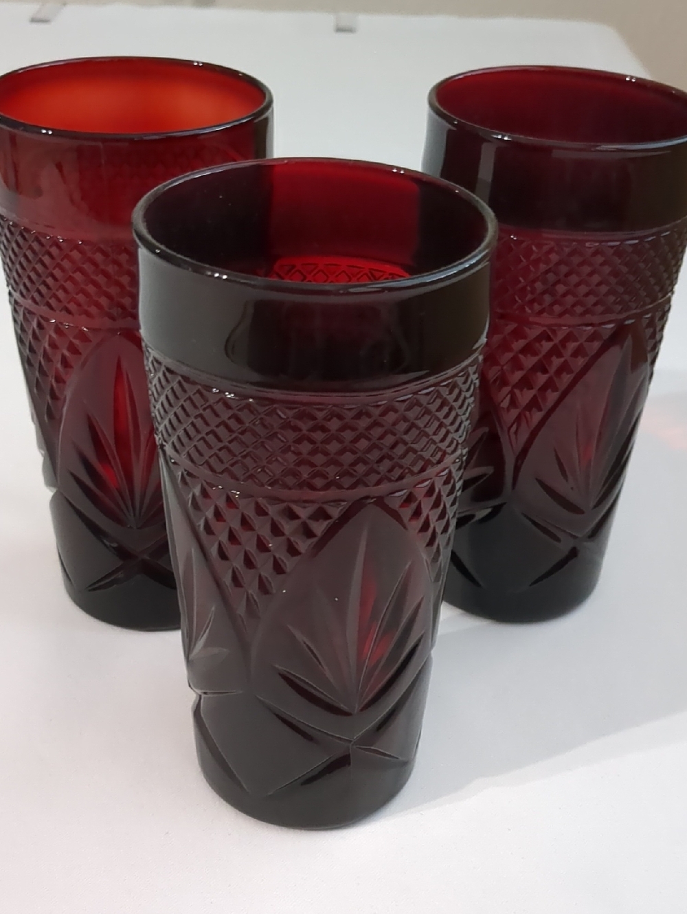 Crystal D'Arques Ruby Red 12 Oz Tumbler Glasses Set Of 3